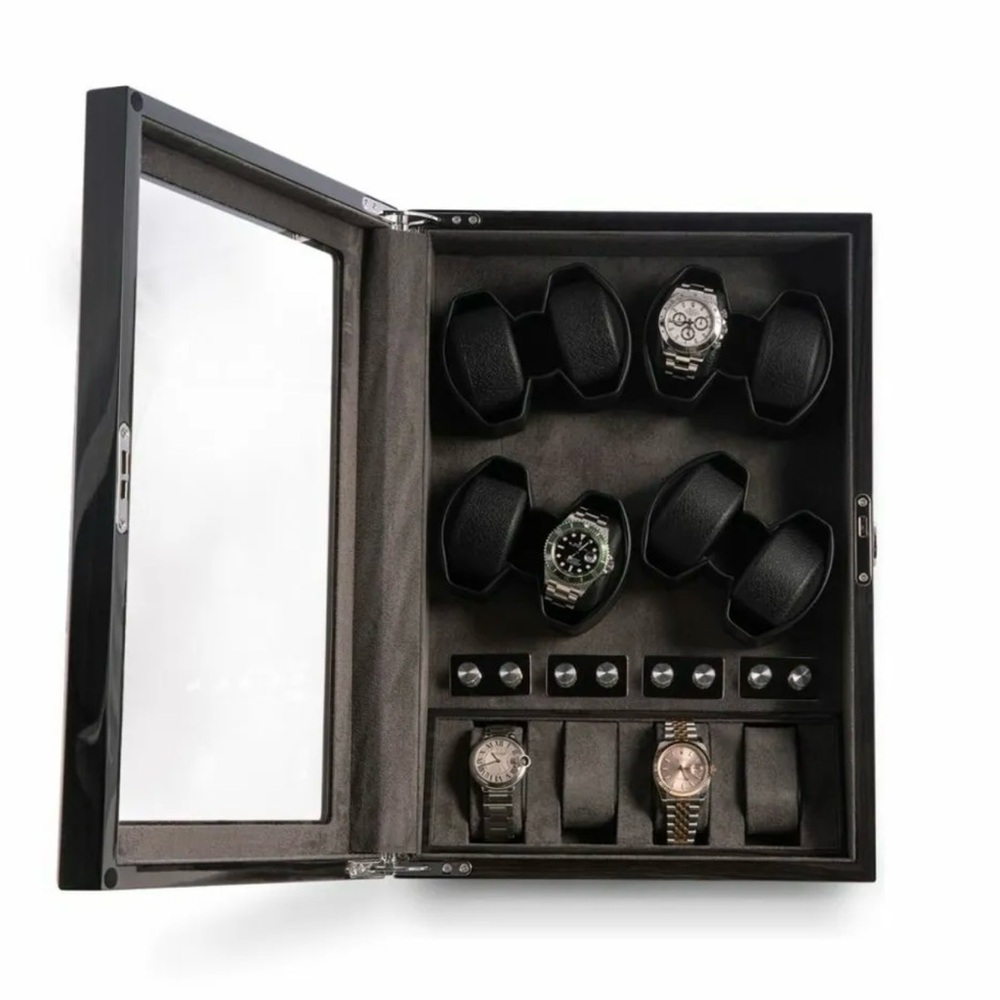 Bey Berk Louis Ash Wood High Laqcuer Eight Watch Winder and Storage Case